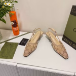 GUCCI Original 2022 New VINTAGE Series Vintage Canvas Rhinestone-Embellished Sandals - Image 4