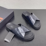Zegna Summer Leather Cross-Strap Men's Slippers - Image 2
