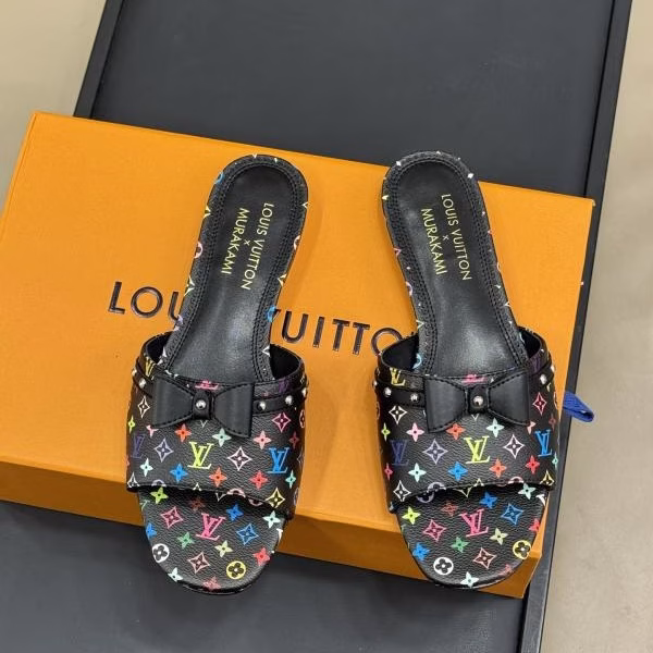 2 Louis Vuitton Multicolor Bow Flat Women's Slippers - Image 1