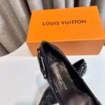 LV New Monogram Leather Black High-Heeled Pumps - Image 4