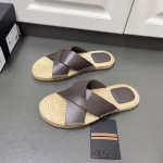ZEGNA Ermenegildo Zegna Wu Lei's Same Style Calfskin Hemp Rope Woven Midsole Slippers - Image 2