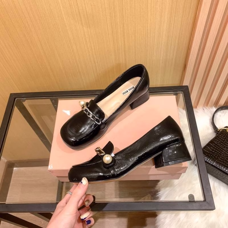 2 Miu Miu New Style Block Heel Flat Shoes - Image 1