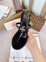 Tory Burch Patent Leather Collection Classic Fashion Flat Toe-Post Sandals - Image 4