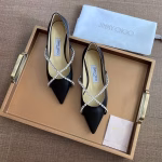 Original Stock Jimmy Choo Full-Grain Crystal Sheepskin Flat Shoes