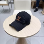 LV High-Quality Distressed Denim Visor Baseball Cap - Image 3