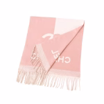 Chanel Classic Pink-White Double-Sided Color-Block Jacquard Scarf - Image 8