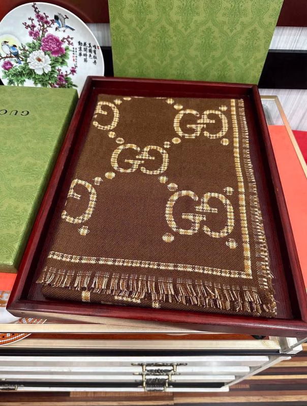 2 Gucci Plaid Big G Wool Scarf - Image 1