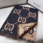 GUCCI Wool and Silk Blend GG Jacquard Scarf