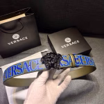 Versace Men's Double-Sided Belt with Printed Design and Medusa Hardware Buckle - Image 2