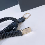 Chanel 23SC Rhinestone Square Frame Logo Buckle Calfskin Belt - Image 3