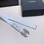 Chanel CC Rhinestone Metal Logo Buckle Elastic Belt - Image 7