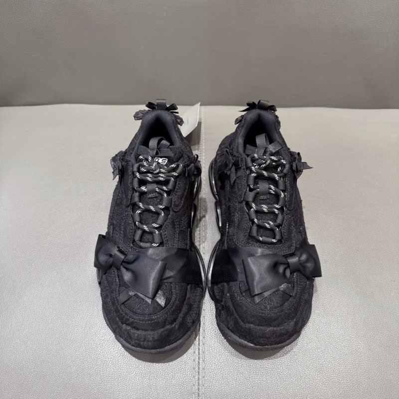 2 Balenciaga Triple S Lace Bow Sneakers - Image 1