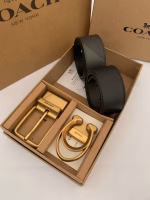 Coach Camouflage Patchwork Black Belt with Gilded Buckle for Men - Image 4