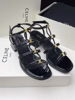 CELINE Mid-Thick Heel Cutout Gladiator Sandals - Image 5