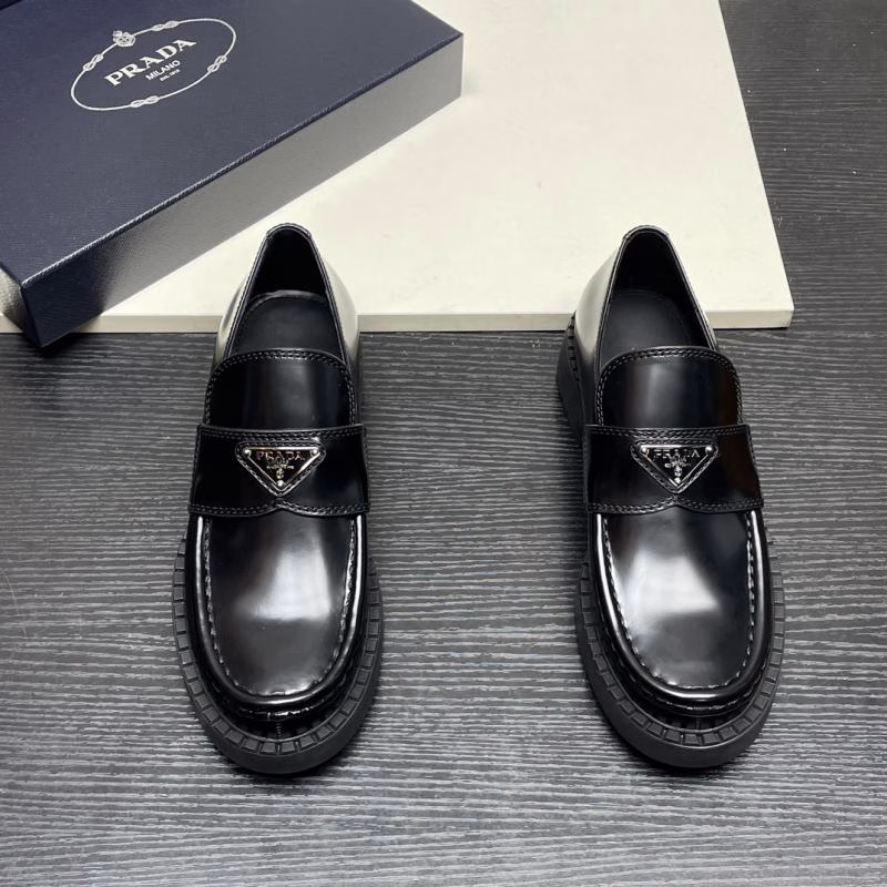 2 Prada New Triangle Logo Slip-On Lightweight Men's Leather Shoes - Image 1