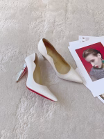 Christian Louboutin Silk Crystal Lipstick White High-Heel Pumps - Image 7