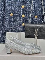 Jimmy Choo Classic Bow Pearl Block-Heel Ballet Flats - Image 3