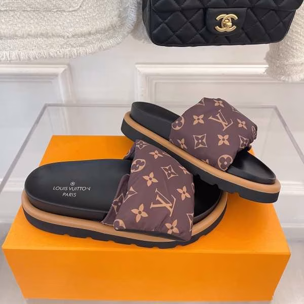 3 LV 2022 Spring/Summer New Monogram Collection Velcro Slides - Image 1
