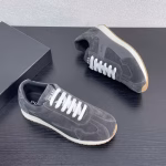 PRADA Men's New Suede Calfskin Enamel Logo Platform Sneakers - Image 3