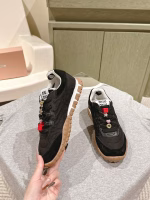 Miu Miu 2025 Spring-Summer Athletic American Retro Style Lace-Up Distressed Sneakers - Image 3