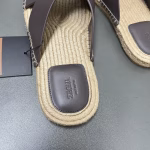 ZEGNA Ermenegildo Zegna Wu Lei's Same Style Calfskin Hemp Rope Woven Midsole Slippers - Image 3
