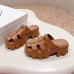 Prada 2025 Spring-Summer New Roman Woven Platform Sandals