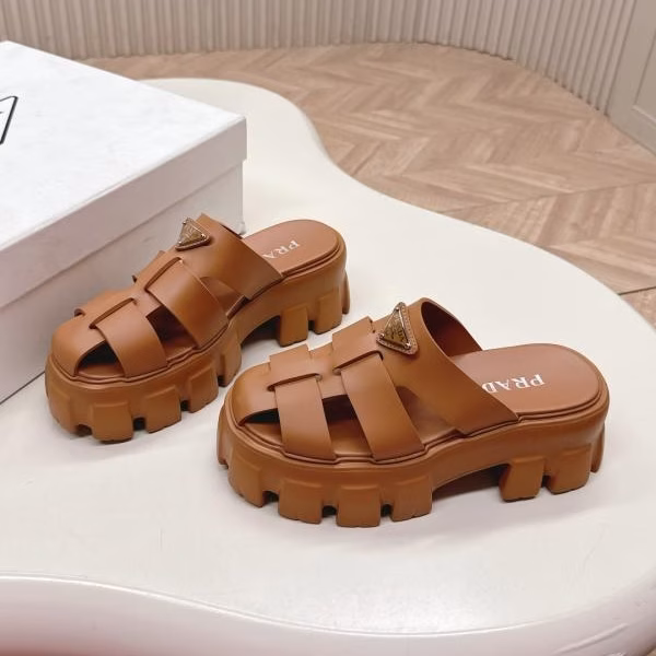 3 Prada 2025 Spring-Summer New Roman Woven Platform Sandals - Image 1