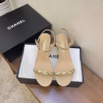 Top-Tier Version Chanel Gold Leaf Sandals - Image 3