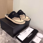 Chanel 2022 Spring-Summer New Double C Jute Rope Fisherman Thong Sandals - Image 5