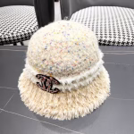 Chanel 2024 Autumn/Winter New Style Color - Blocked Plush Fisherman Hat - Image 4