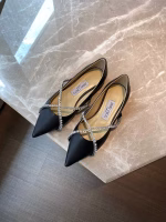 Original Stock Jimmy Choo Full-Grain Crystal Sheepskin Flat Shoes - Image 3