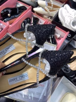 Original Stock Jimmy Choo Full-Grain Crystal Sheepskin Flat Shoes - Image 6