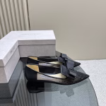 Jimmy Choo 2023 New Crystal Studded Bow Pointed-Toe Mary Jane Flats - Image 6