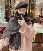 GUCCI Official Website Synchronized Style Large G Double-Sided Jacquard Fringed Scar - Image 3