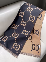 GUCCI Wool and Silk Blend GG Jacquard Scarf - Image 3