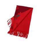 LV Louis Vuitton Red Double-Sided Pure Cashmere Fringed Scarf - Image 5
