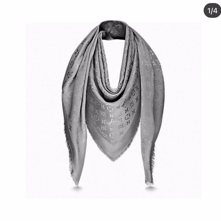 3 LV Classic Monogram Hidden Pattern Jacquard Square Scarf / Scarf / Silk Scarf - Image 1