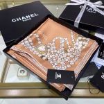 Chanel New Silk Square Scarf with Pearl Jewelry Print (In-Sync with Counter Releases)