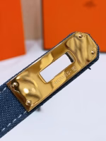 Hermès Kelly Calfskin and Denim Patchwork Belt - Image 3