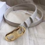 CELINE Women's White Arc de Triomphe Gold Buckle Belt - Image 3
