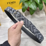 FENDI FF Pattern Fabric Single-loop Belt - Image 3
