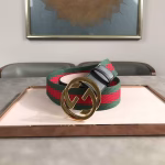 Gucci Original Order Belt with Red and Green Fabric Paneling