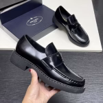 Prada New Triangle Logo Slip-On Lightweight Men's Leather Shoes - Image 3