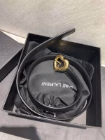 Yves Saint Laurent Original Style Retro Gold-Buckle Heart-Shaped Women's Leather Belt - Image 9