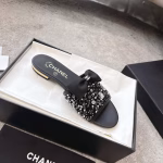 CHANEL Haute Couture Atelier Series Bow Rhinestone Slippers - Image 9
