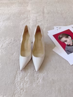 Christian Louboutin Silk Crystal Lipstick White High-Heel Pumps - Image 6