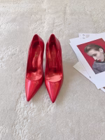 Christian Louboutin Silk Crystal Lipstick High-Heel Red Pumps - Image 6