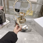 Dior 2025 Spring/Summer New Silk Studded Open-Toe High-Heeled Sandals - Image 2