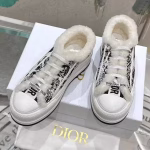 Dior Embroidered Platform Fleece-Lined Casual Shoes