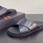 Zegna Summer Leather Cross-Strap Men's Slippers - Image 5